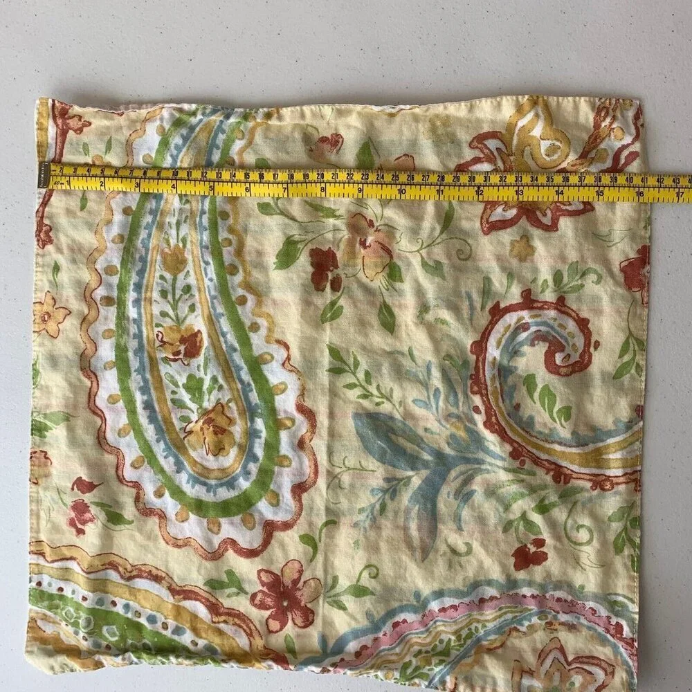 C & F Enterprises Yellow Floral Napkins Set of Three 16” Cotton Paisley Stripe